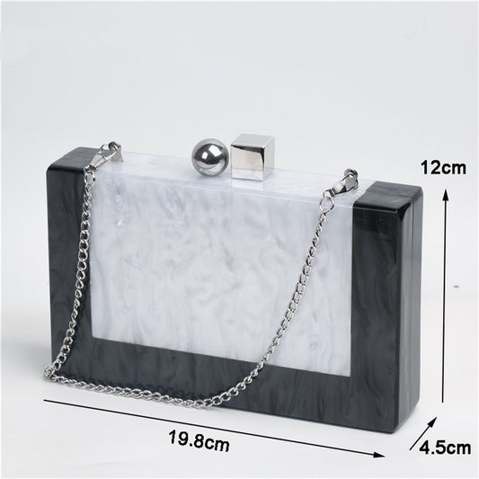 Acrylic Women Clutch Bag Luxury Marble Patchwork Messenger Bag Metal Chain Shoulder Bags Ladies Party Evening Bags Handbags - Premium  from eprolo - Just £48.74! Shop now at Shello's House of Fashion and Beauty