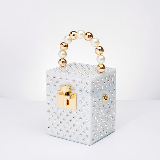 Acrylic Box Evening Crystal Clutch Bag Women New Pearl Beaded Handle Rhinestone Novelty Wedding Purse And Handbags - Premium  from eprolo - Just £59.52! Shop now at Shello's House of Fashion and Beauty