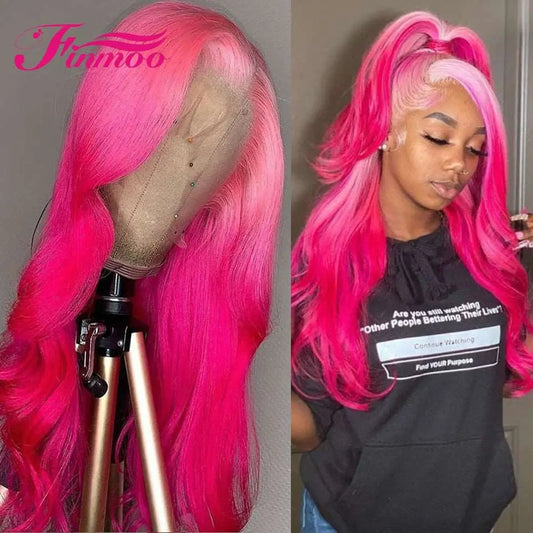 13x4 Body Wave Pink Lace Front Human Hair Wig - FINMOO - Premium Human Hair - Lace Front from Shello's House of Fashion and Beauty - Just £82.99! Shop now at Shello's House of Fashion and Beauty
