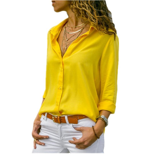 Lossky V-Neck Chiffon Blouse - Elegant Long Sleeve Workwear for Women - Premium  from Shello's House of Fashion and Beauty - Just £18.38! Shop now at Shello's House of Fashion and Beauty