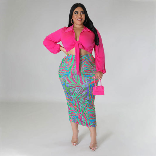 Chic Plus Size Spring Strap Young Hip Bag Two-Piece Dress - A Fusion of Elegance and Style - Premium Women Plus Size from Shello's House of Fashion and Beauty - Just £29.89! Shop now at Shello's House of Fashion and Beauty