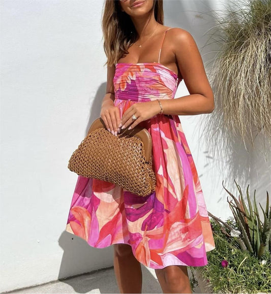 Summer Wind Women Printed Midi Waist Thin Band Dress - Premium Women Summer Dress from Shello's House of Fashion and Beauty - Just £26.39! Shop now at Shello's House of Fashion and Beauty