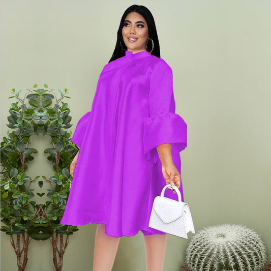 Plus Size Lantern Sleeve Knee-Length Dress - Effortless Elegance for Every Occasion - Premium Women Plus Size from Shello's House of Fashion and Beauty - Just £35.68! Shop now at Shello's House of Fashion and Beauty