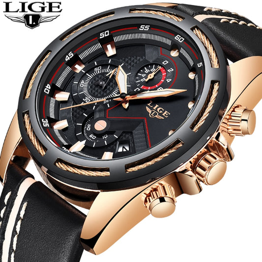 "LIGE Men's Sport Quartz Watch - A Perfect Blend of Luxury and Performance - Premium Men Watch from Shello's House of Fashion and Beauty - Just £121.14! Shop now at Shello's House of Fashion and Beauty