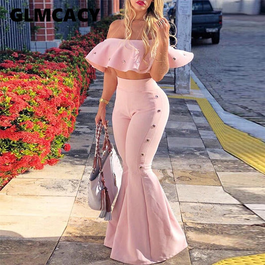 Women Two Piece Off Shoulder Ruffle  2 Piece Set - Premium Women Formal/Party Wear from Shello's House of Fashion and Beauty - Just £32.99! Shop now at Shello's House of Fashion and Beauty