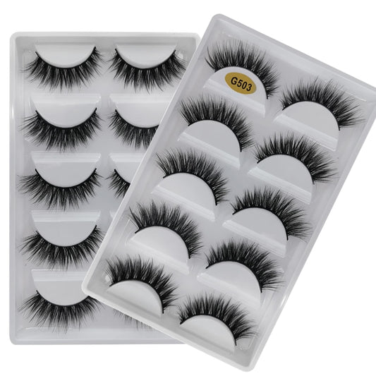MEISHENJIE 5 Pairs Multipack 3D Soft Mink Hair Wispy Fluffy False Eyelashes - Long, Natural, and Handmade