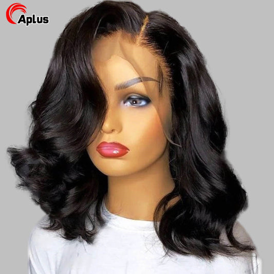 Effortlessly Chic: 13X4 Body Wave Short Bob Lace Front Human Hair Wig - Premium Human Hair from Shello's House of Fashion and Beauty - Just £62.99! Shop now at Shello's House of Fashion and Beauty