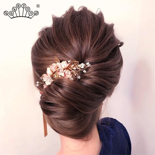 Bridal Wedding Hair Accessories - Elegant Pearl Crystal Flower Hair Combs and Pins by Gakayong