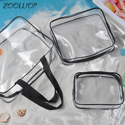 ZOOLLIOP Travel PVC Cosmetic Bags - Transparent Zipper Makeup Organizer for Stylish Bath and Wash Essentials