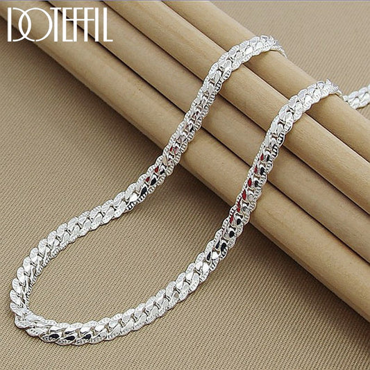 DOTEFFIL 925 Sterling Silver 6mm Full Sideways Necklace - Stylish Unisex Jewellery Piece - Premium Jewellery from Shello's House of Fashion and Beauty - Just £13.54! Shop now at Shello's House of Fashion and Beauty