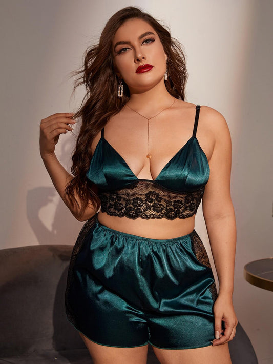 Women Plus Size Silk Pajamas Underwear Set - Premium Underwear & Intimates from FashionExpress - Just £25.48! Shop now at Shello's House of Fashion and Beauty