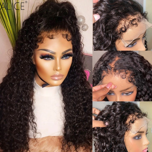 Effortless Chic: ALICE 13X4 Curly Edges Hairline Lace Front Human Hair Wig - Premium Human Hair - Lace Front from Shello's House of Fashion and Beauty - Just £130.99! Shop now at Shello's House of Fashion and Beauty